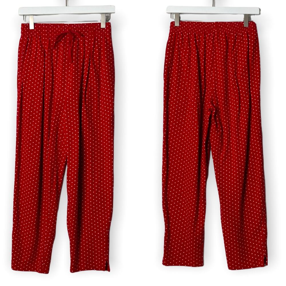 VINTAGE 90s {LizSport/Liz Claiborne} Red/White Polka Dot Jogger Pants Small - Picture 4 of 9